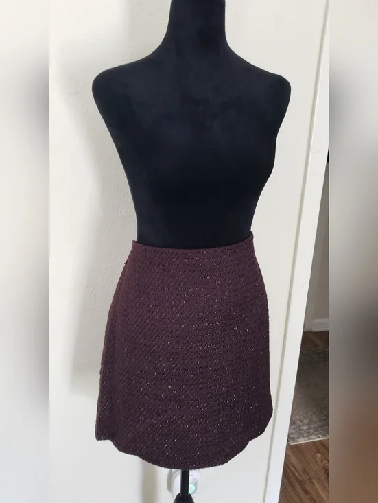 Calvin Klein Sparkle Knit A-Line Skirt - Wine - Picture 2 of 11